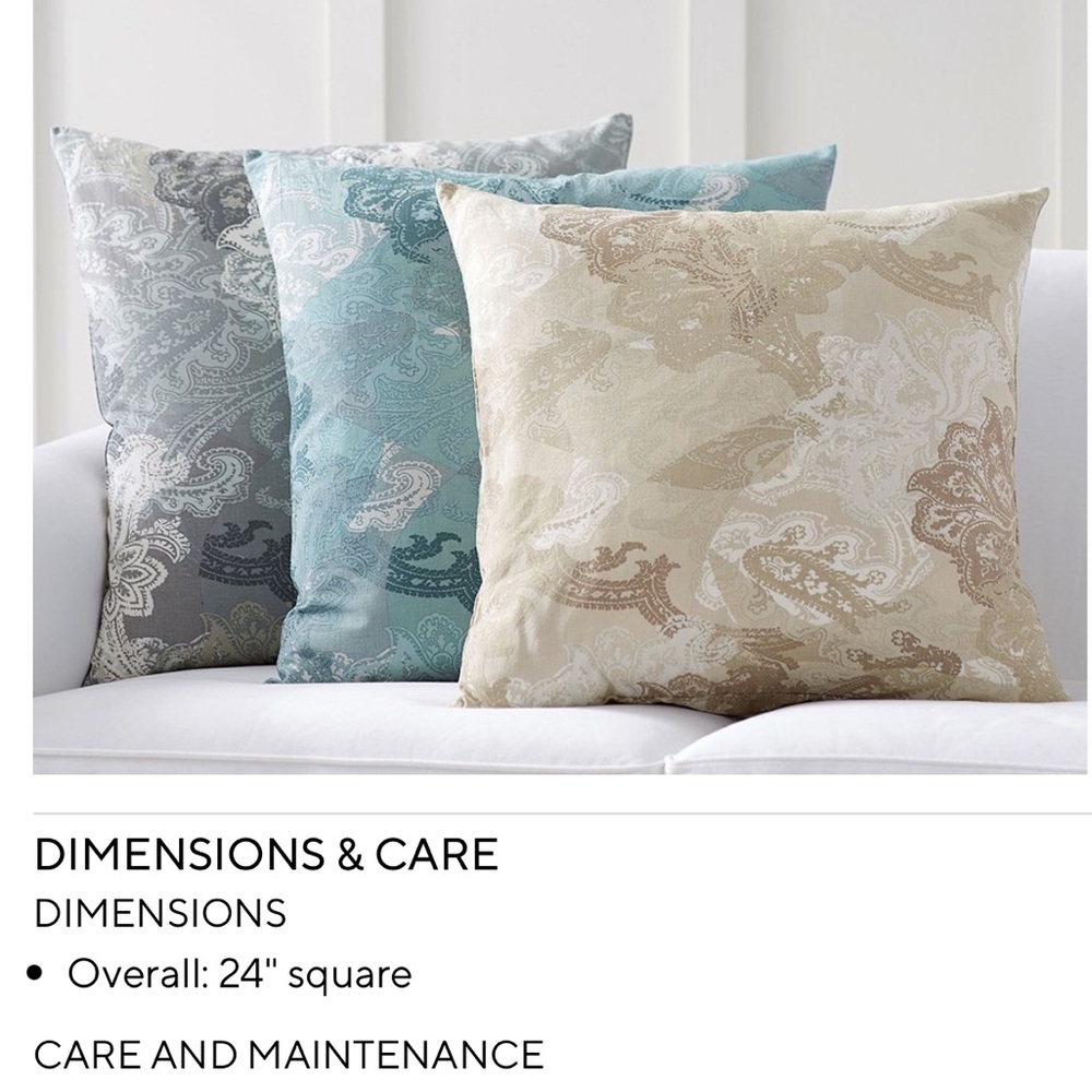 Set of 2 blue Pottery Barn Willow Paisley Throw Pillow covers NWT